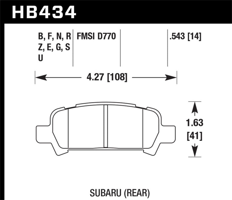 Hawk 2004-2006 Subaru Baja Sport HPS 5.0 Rear Brake Pads Brake Pads - Performance Hawk Performance