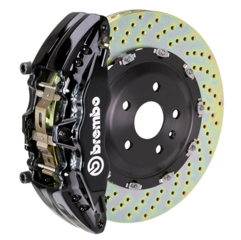 Brembo 15-16 Genesis Sedan 3.8/5.0 (Excl AWD) Fr GT BBK 6Pist Cast 380x34 2pc Rtr Drill-Black Brake Kits - Performance Slot Brembo