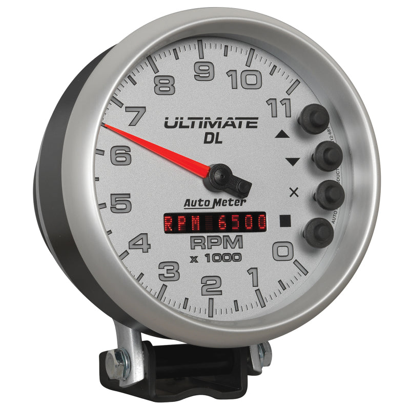Autometer 5 inch Ultimate DL Playback Tachometer 11000 RPM - Silver Performance Monitors AutoMeter