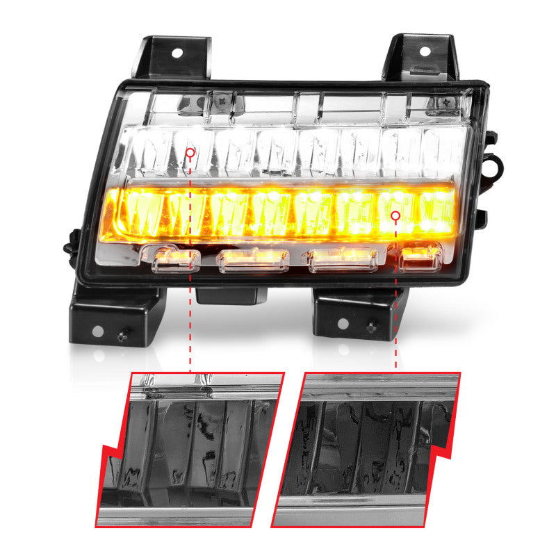 ANZO 2018-2021 Jeep Wrangler LED Side Markers Chrome Housing Clear Lens w/ Sequential Signal Lights Corner ANZO