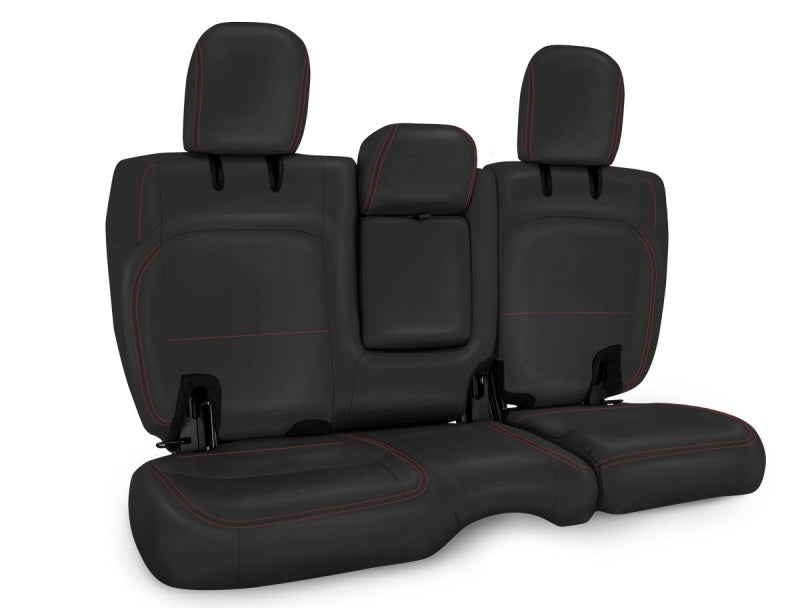 PRP 2018+ Jeep Wrangler JLU/4 Door Rear Bench Cover w/ Leather Interior - Black w/ Red Stitching Seat Covers PRP Seats