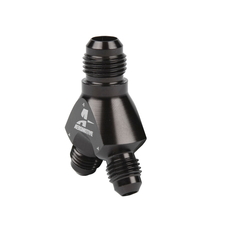 Aeromotive Y-Block - AN-06 - 2x AN-04 Fittings Aeromotive
