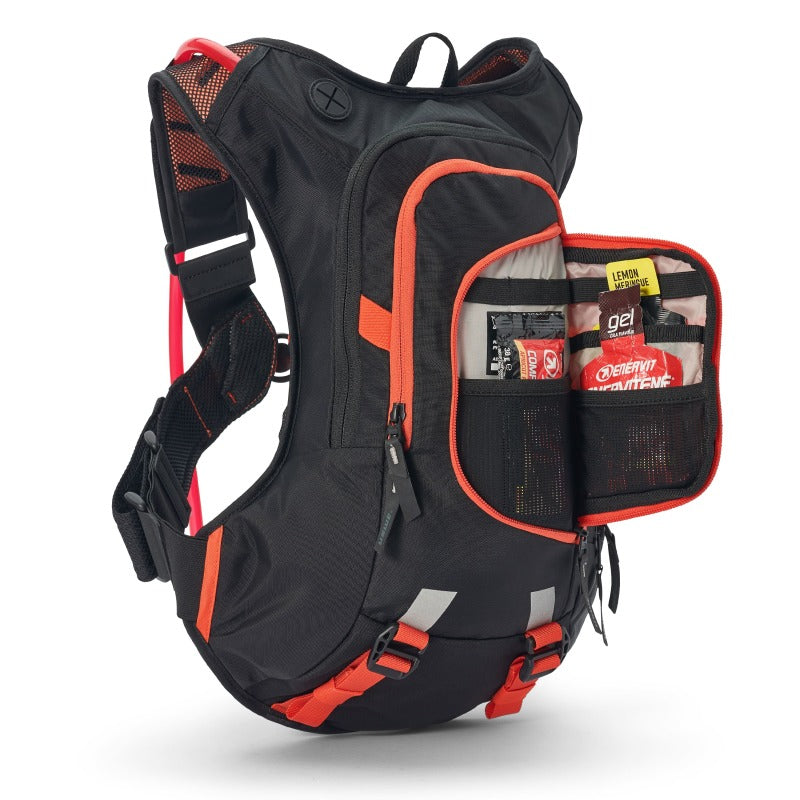 USWE Moto Hydro Hydration Pack 8L - Black/Factory Orange Bags - Hydration Packs USWE