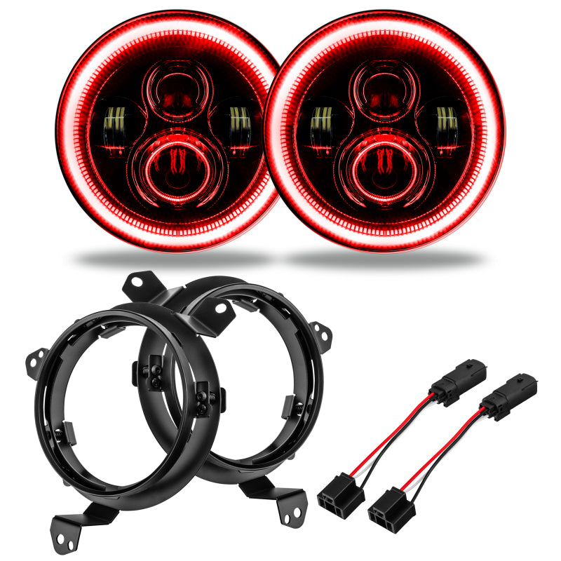Oracle Jeep Wrangler JL/Gladiator JT 7in. High Powered LED Headlights (Pair) - Red Headlights ORACLE Lighting