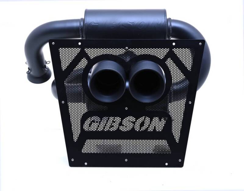 Gibson 2024 Cam-Am Maverick R 4in. T304 Stainless Round Dual Wall Slash-Cut Tip - Black Ceramic X Pipes Gibson