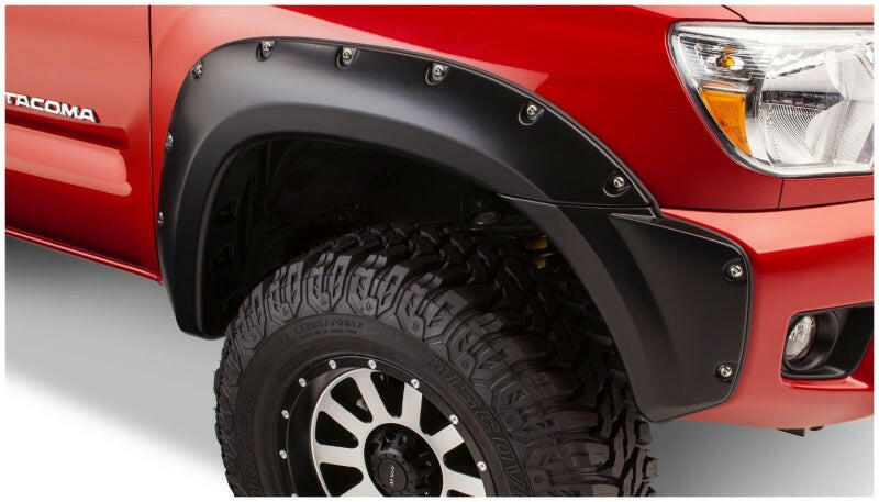 Bushwacker 12-15 Toyota Tacoma Fleetside Pocket Style Flares 4pc 73.5in Bed - Black Fender Flares Bushwacker