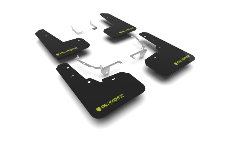 Rally Armor 13-17 Subaru Crosstrek XV Black UR Mud Flap w/Green Logo (Altered Font) Mud Flaps Rally Armor