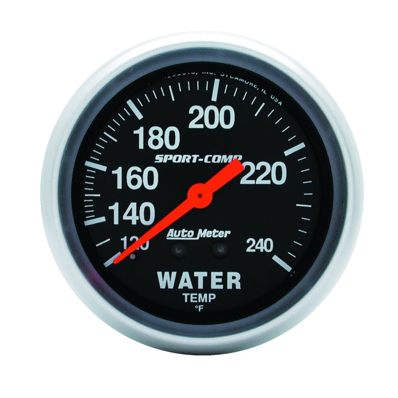Autometer Sport-Comp 2-5/8in 120-240 F Mechanical Water Temp Gauge 12ft Tubing Gauges AutoMeter