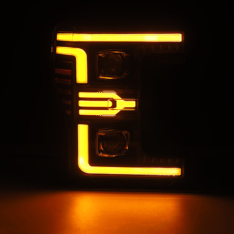 AlphaRex 17-19 Ford F-250/350/450/550 Super Duty LUXX-Series LED Proj Headlights Blk w/SS & SBDRL Headlights AlphaRex