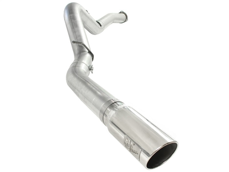 aFe ATLAS 5in DPF-Back Alum Steel Exhaust System Polished Tip GM Diesel Trucks 7.5-10 V8-6.6L td LMM DPF Back aFe