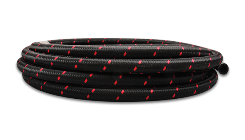 Vibrant -10 AN Two-Tone Black/Red Nylon Braided Flex Hose (5 foot roll) Hoses Vibrant