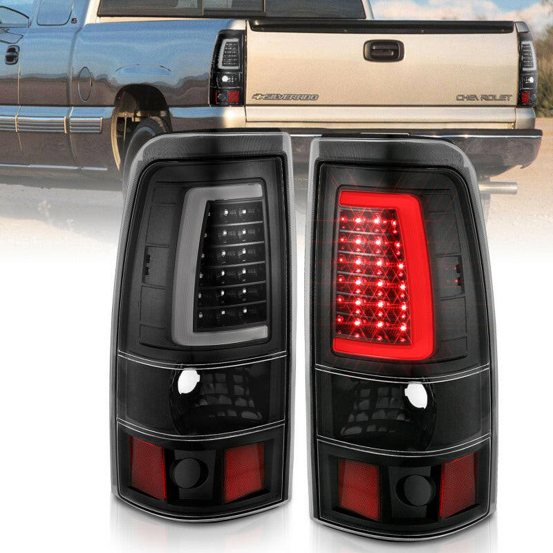 ANZO 2003-2006 Chevy Silverado 1500 LED Taillights Plank Style Black w/Clear Lens Tail Lights ANZO