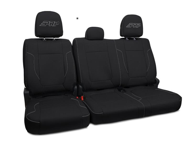 PRP 12-14 Ford Raptor Rear Bench Seat Covers- Black with Silver Stitch Seat Covers PRP Seats