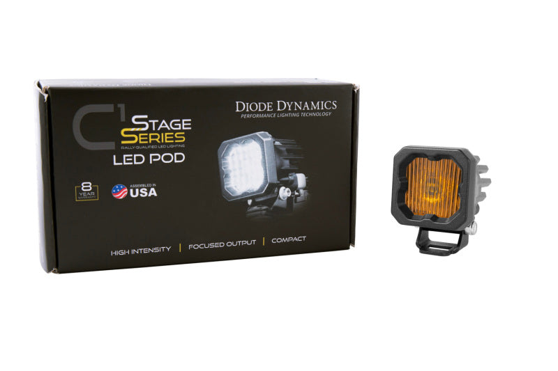 Diode Dynamics Stage Series C1 LED Pod - Yellow SAE Fog Standard ABL Each Light Accessories and Wiring Diode Dynamics