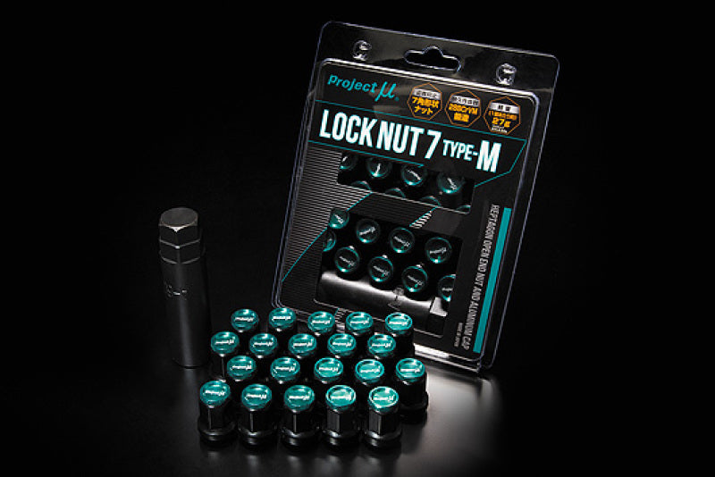 Project Mu Super Lock 7 M-Type Lock Nut M12 x 1.5 - Black / Green Cap (Special Order No Cancel) Lug Nuts Project Mu