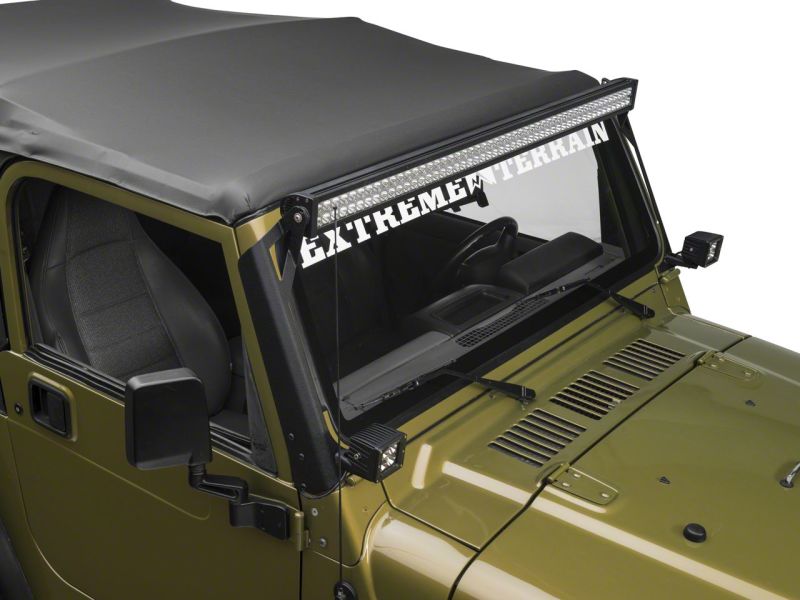 Raxiom 97-06 Jeep Wrangler TJ 50-In LED Light Bar Windshield Mount w/ Auxilliary Bracket Brackets Raxiom