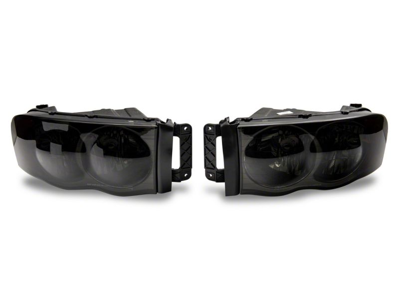 Raxiom 02-05 Dodge RAM 1500 Axial Series OEM Style Rep Headlights- Chrome Housing- Smoked Lens Headlights Raxiom