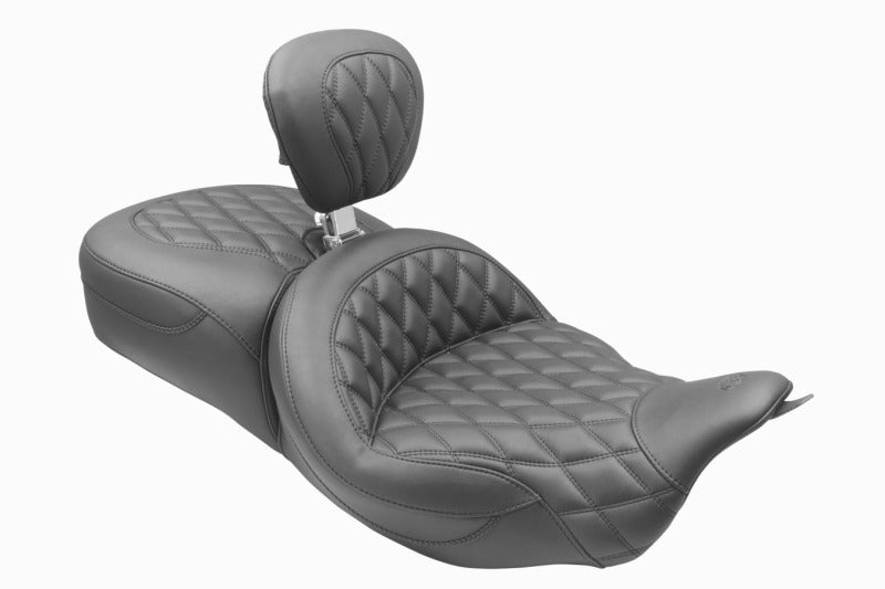 Mustang 08-25 Harley FL Touring Rd King Sp, Rd Glide Ltd, Dble Diamond ST Backrest - Black Two-Piece Motorcycle Seats Mustang Motorcycle