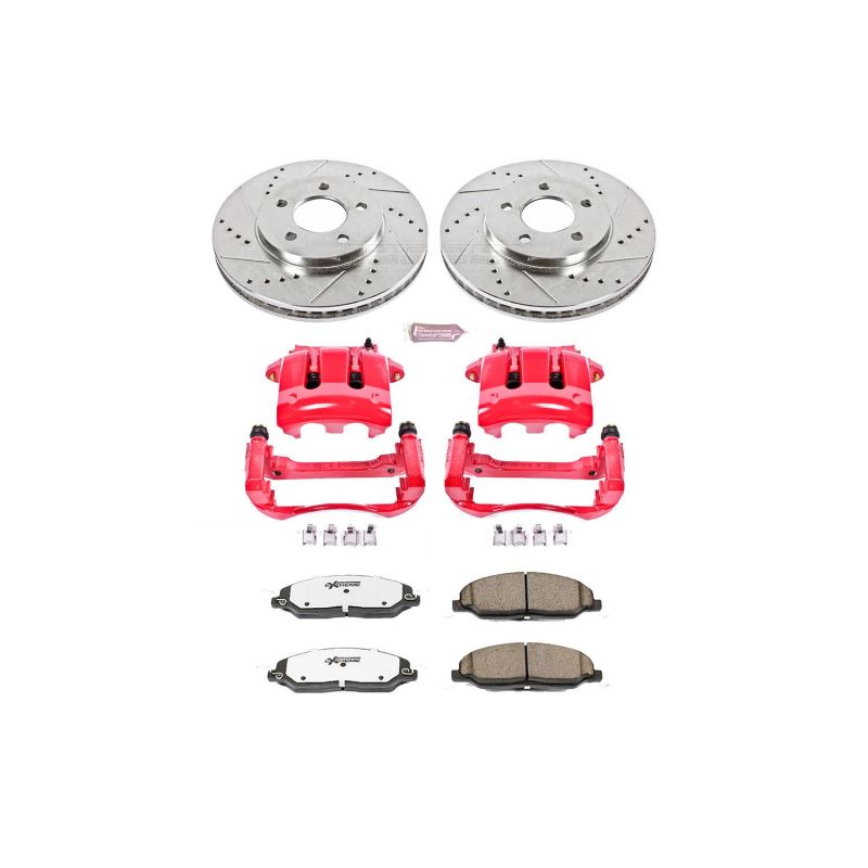 Power Stop 05-10 Ford Mustang Front Z26 Street Warrior Brake Kit w/Calipers Brake Kits - Performance D&S PowerStop