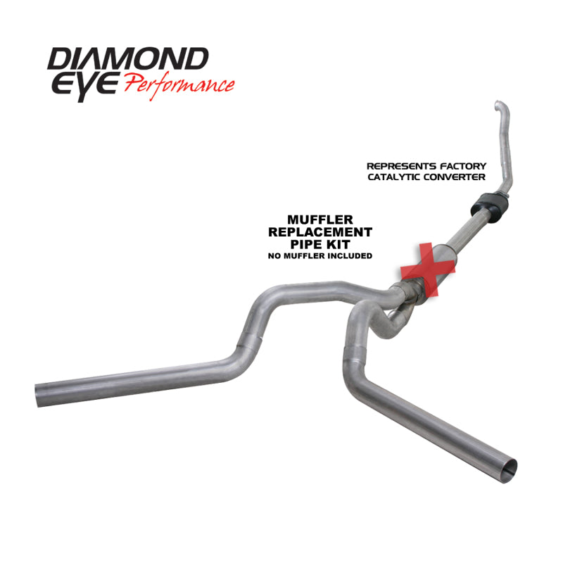 Diamond Eye KIT 4in TB MFLR RPLCMENT PIPEDUALALUM94-97 5 7 3L F250/F350 PWRSTROKE NFS Turbo Back Diamond Eye Performance