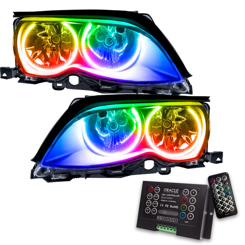 Oracle 02-05 BMW 3 Series SMD HL - Black - ColorSHIFT w/ 2.0 Controller Headlights ORACLE Lighting