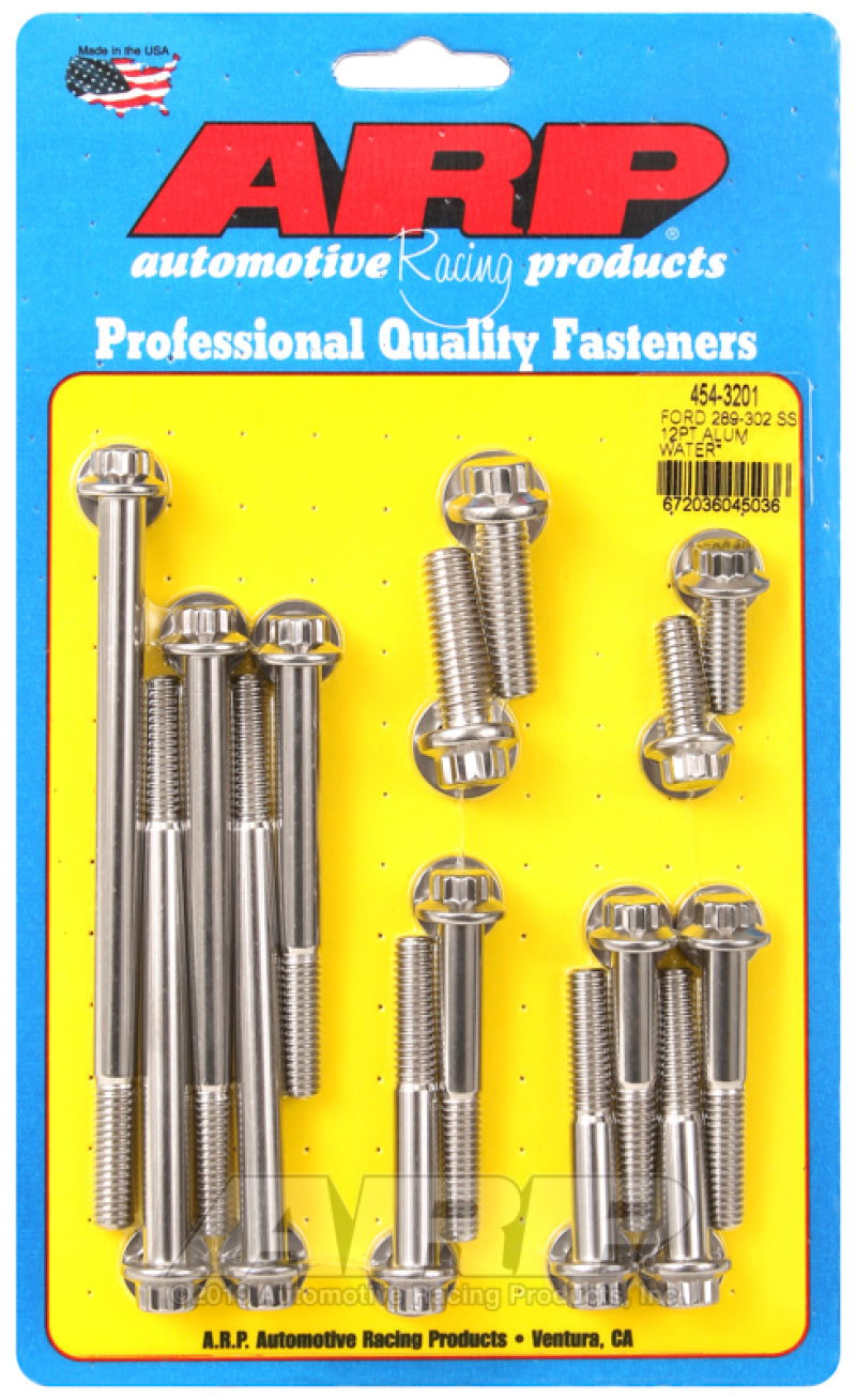 ARP Ford 289-302 SS 12pt Aluminum Water Pump and Front Cover Bolt Kit Hardware Kits - Other ARP