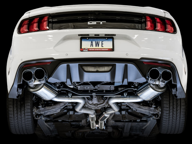 AWE Tuning 2018+ Ford Mustang GT (S550) Cat-back Exhaust - Touring Edition (Quad Chrome Silver Tips) Catback AWE Tuning
