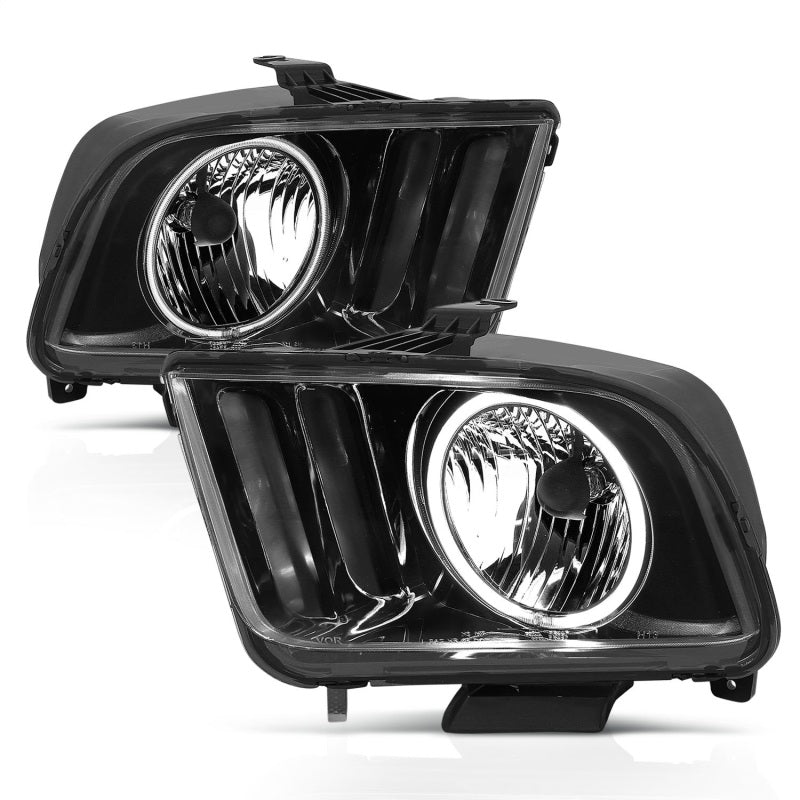 ANZO 2005-2009 Ford Mustang Crystal Headlights w/ Halo Black (CCFL) Headlights ANZO