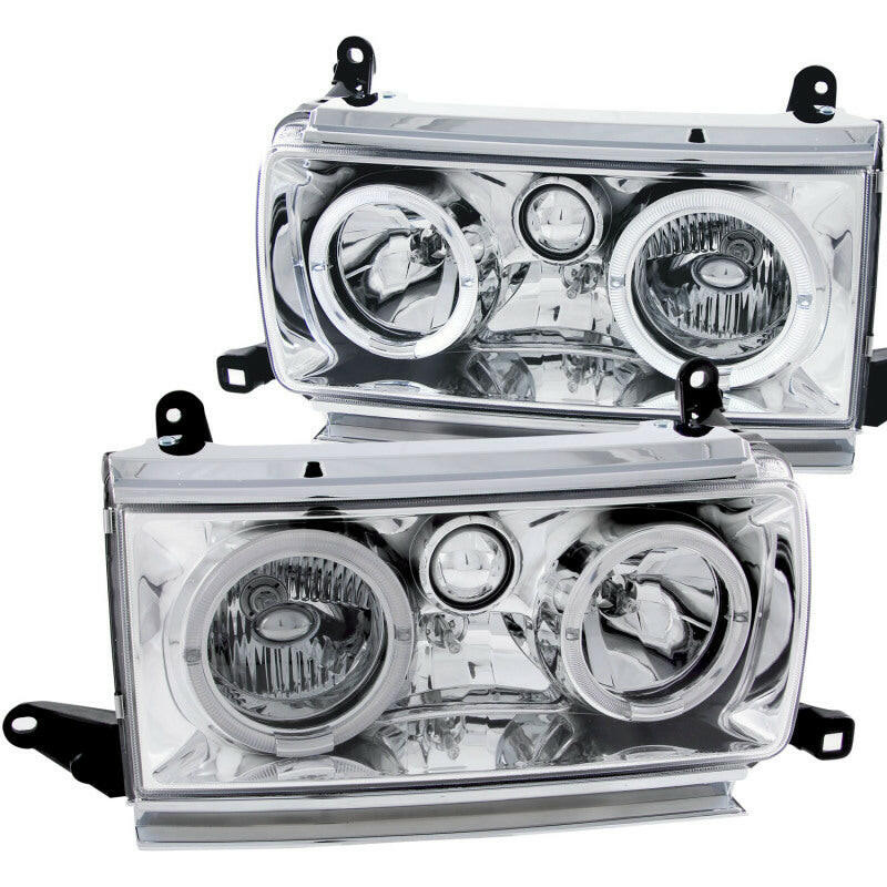 ANZO 1991-1994 Toyota Land Cruiser Crystal Headlights w/ Halo Chrome Headlights ANZO