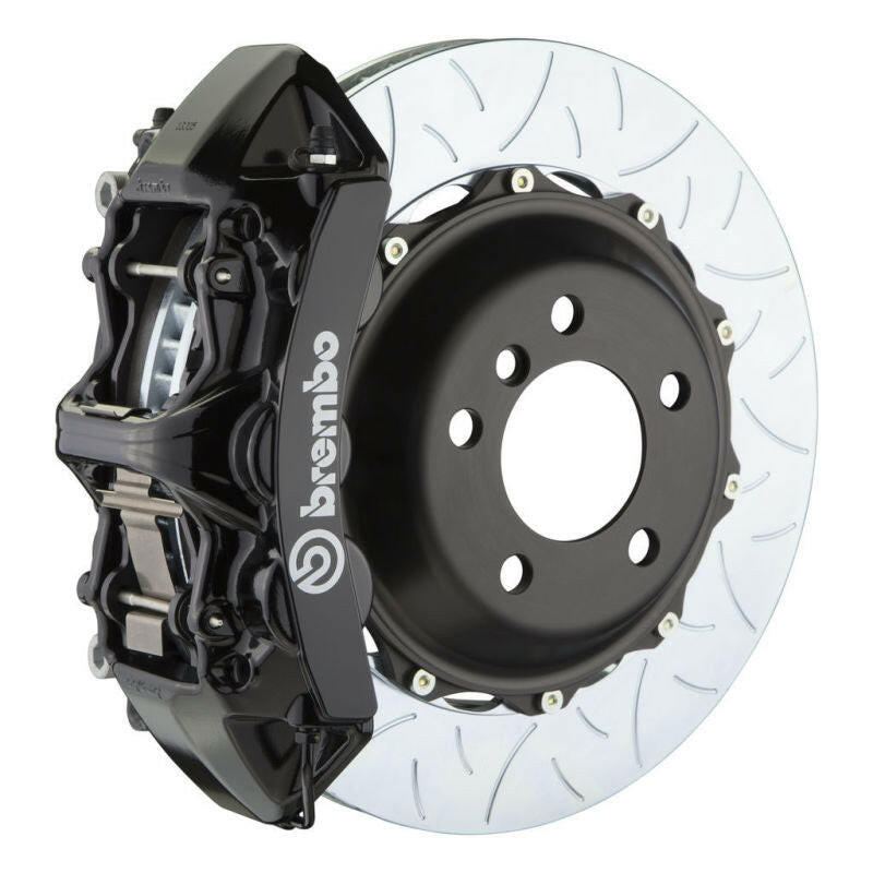 Brembo 05-14 Mustang GT Excl non-ABS Equipped Fr GT BBK 6Pist Cast 380x32 2pc Rtr Slot Type3-Black Brake Kits - Performance Slot Brembo