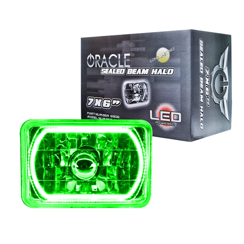 Oracle Pre-Installed Lights 7x6 IN. Sealed Beam - Green Halo Headlights ORACLE Lighting