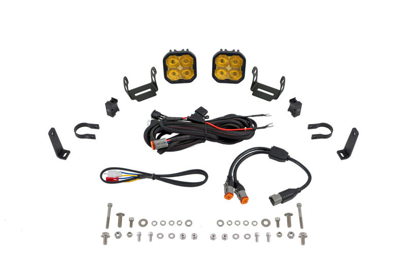 Diode Dynamics SS3 LED Bumper 1 1/2 In Roll Bar Kit Pro - Yellow SAE Fog (Pair) Light Accessories and Wiring Diode Dynamics