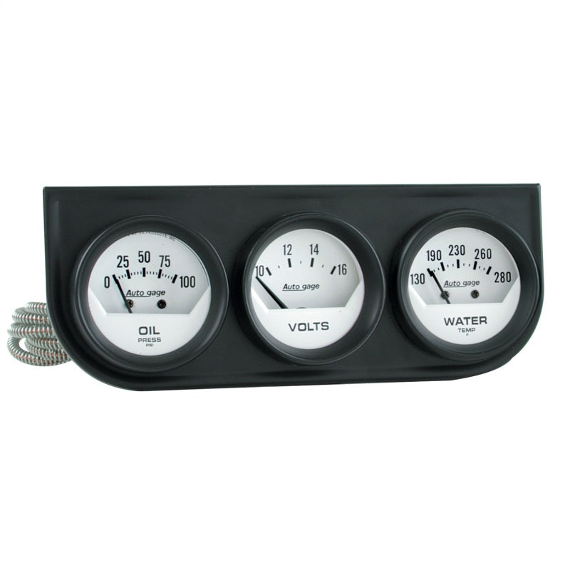 Autometer AutoGage Analog Console Oil/Water Temp/Volt 2in Gauges White Dial - Black Bezel Gauges AutoMeter