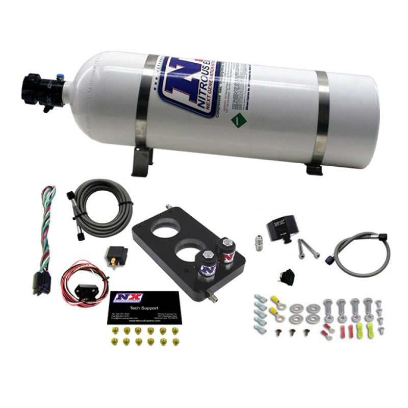 Nitrous Express 05-10 Ford Mustang 4.6L 3 Valve Nitrous Plate Kit (50-150HP) w/15lb Bottle Nitrous Systems Nitrous Express
