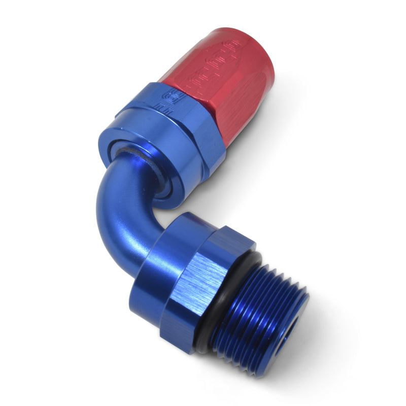 Russell Performance Hose End #6 Hose to #6 Radius Inlet Port Swivel 90 Deg Red/Blue Fittings Russell