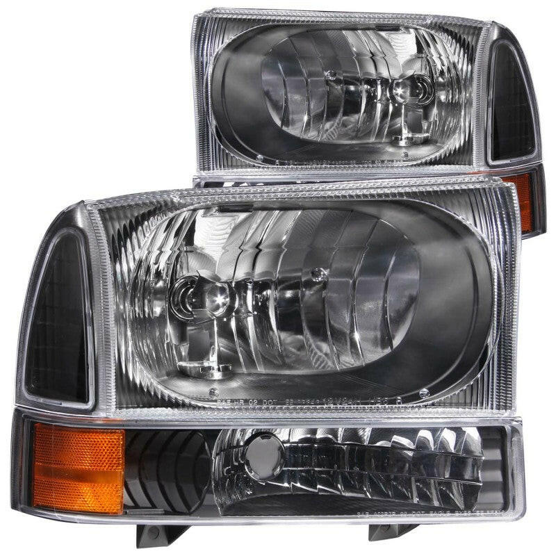ANZO 2000-2004 Ford Excursion Crystal Headlights Black Headlights ANZO