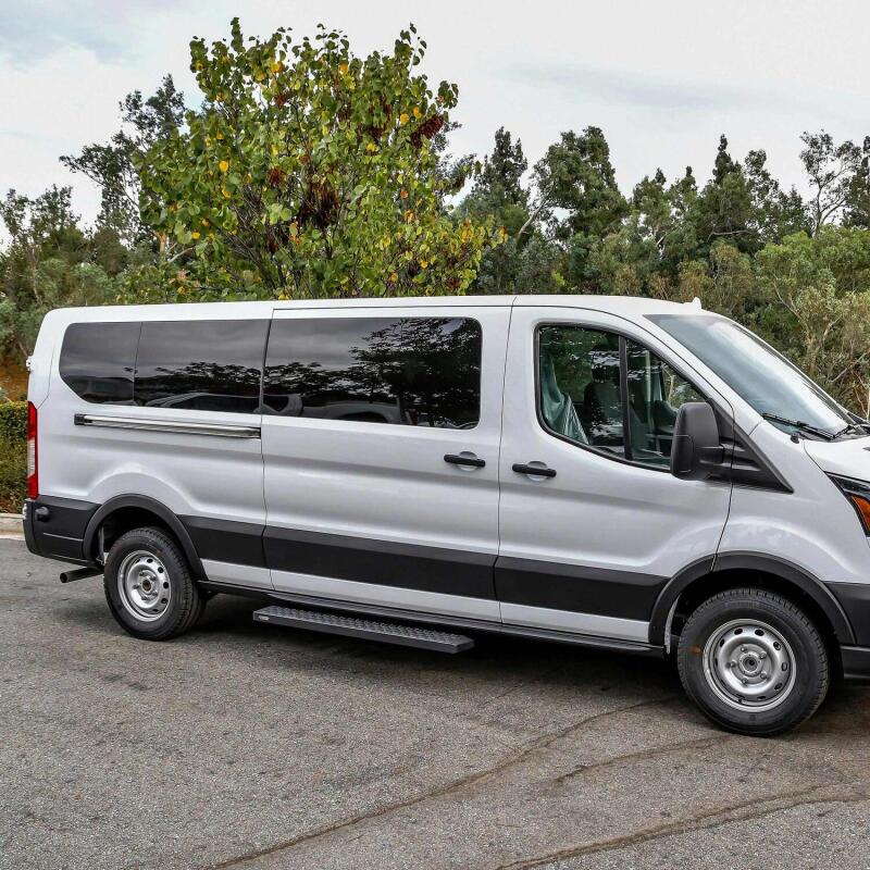 Westin Ford Transit Van 150/250/350 (Single 54in Pass Door) Grate Steps Running Boards - Tex. Blk Running Boards Westin