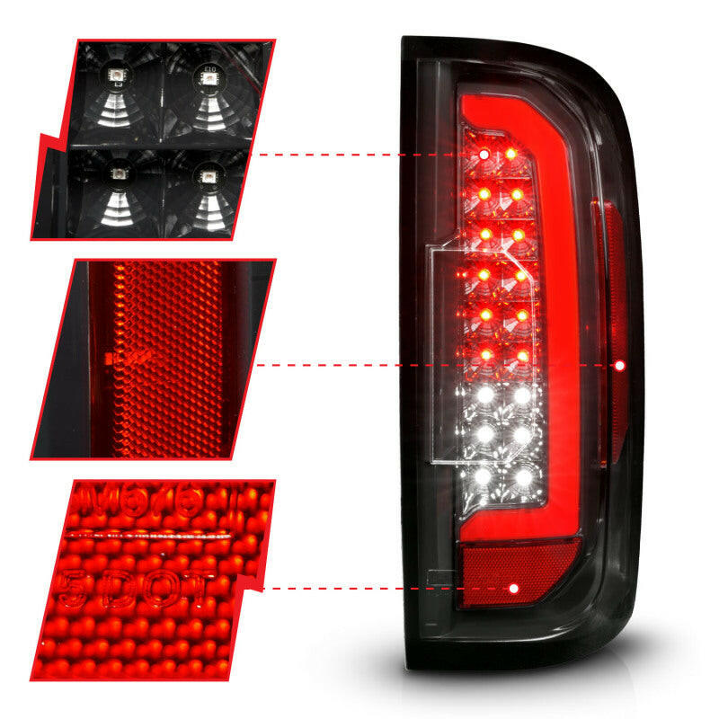 ANZO 15-21 GMC Canyon Full LED Taillights w/ Red Lightbar Black Housing/Clear Lens Tail Lights ANZO