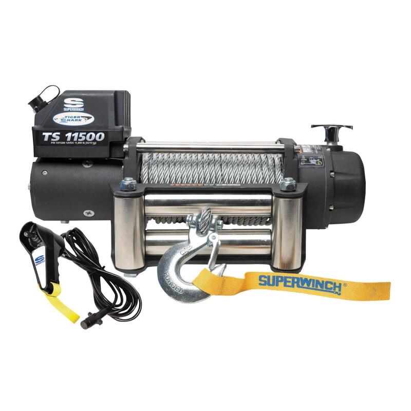 Superwinch 11500 LBS 12V DC 3/8in x 84ft Steel Rope Tiger Shark 11500 Winch Winches Superwinch