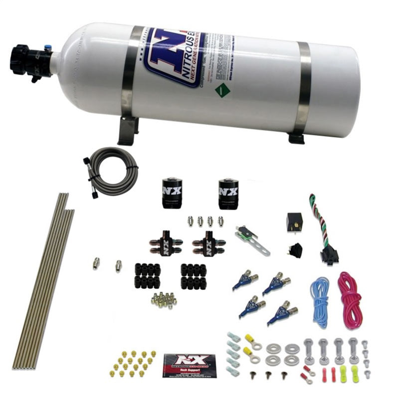 Nitrous Express 4 Cyl Gas Nitrous Kit (100-250HP) w/15lb Bottle Nitrous Systems Nitrous Express