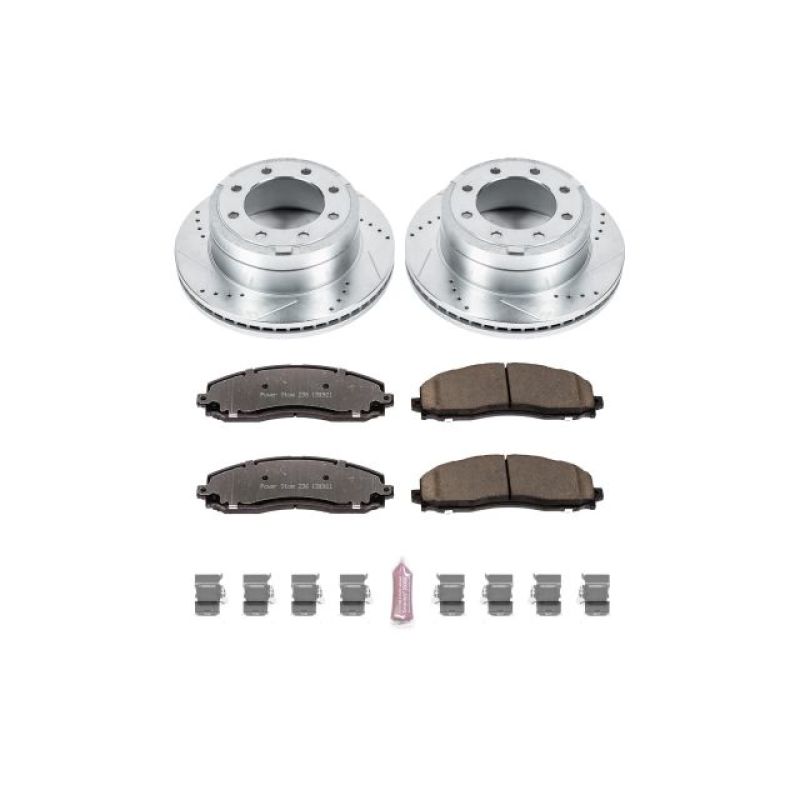 Power Stop 13-22 Ford F-350 Super Duty Rear Z36 Truck & Tow Brake Kit Brake Rotors - Slot & Drilled PowerStop
