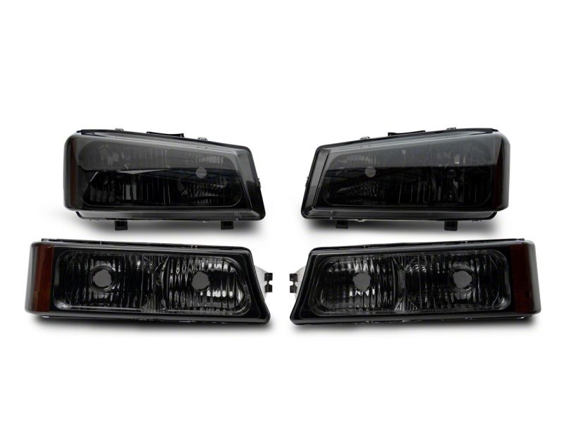 Raxiom 03-06 Chevrolet Silverado 1500 Axial OEM Style Rep Headlights- Chrome Housing- Smoked Lens Headlights Raxiom