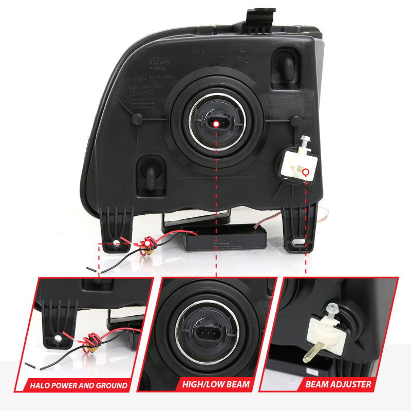 ANZO 2005-2009 Ford Mustang Crystal Headlights w/ Halo Black (CCFL) Headlights ANZO