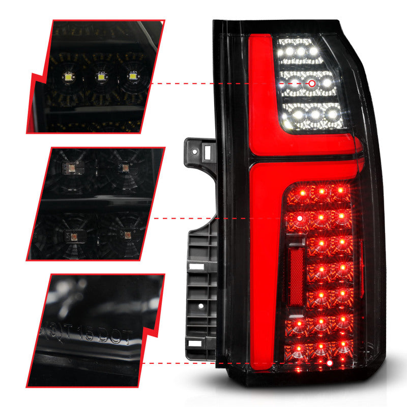 ANZO 15-20 Chevrolet Tahoe Sequential LED Tube Taillights Black Tail Lights ANZO
