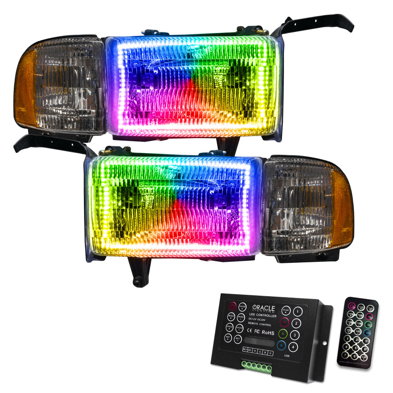 Oracle 94-02 Dodge Ram Pre-Assembled Halo Headlights - ColorSHIFT w/ 2.0 Controller Headlights ORACLE Lighting