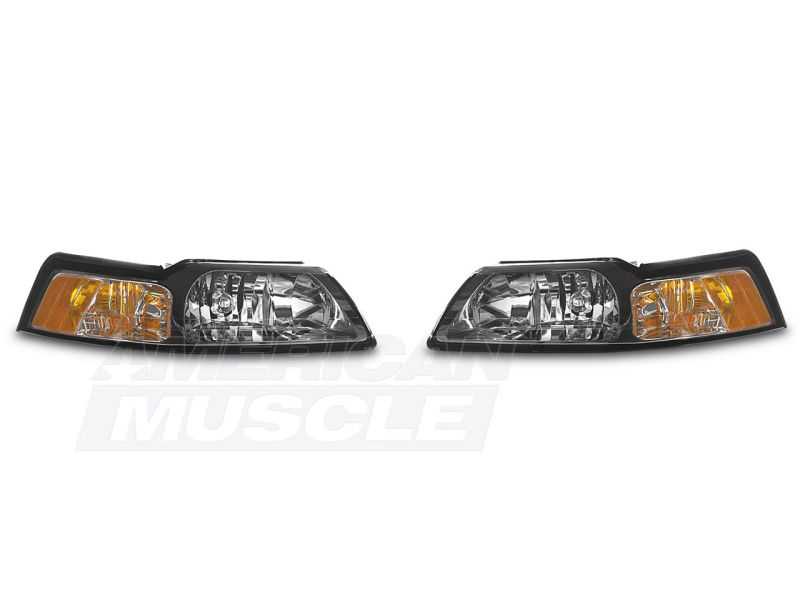 Raxiom 99-04 Ford Mustang Axial Series OE Style Headlights- Chrome Housing (Clear Lens) Headlights Raxiom