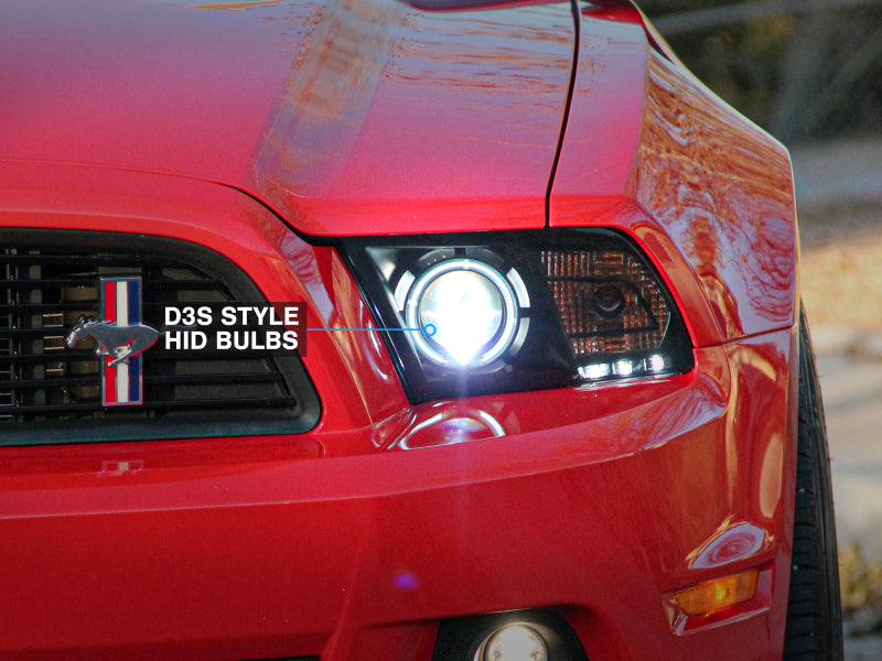 Raxiom 13-14 Ford Mustang w/ Factory HIDLED Halo Projector Headlights- Black Housing (Smoked Lens) Headlights Raxiom