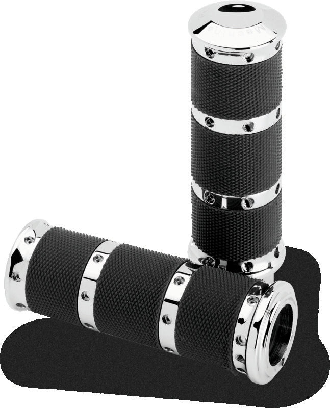 Performance Machine Handle Grip Set- XL Rubber 2K8 - Chrome Grips Performance Machine