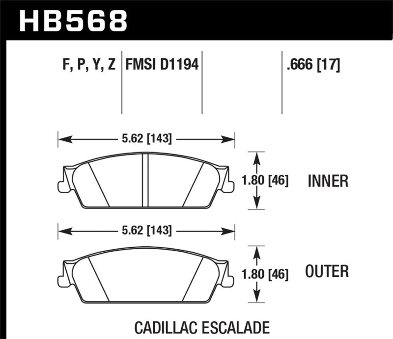 Hawk 07-14 Cadillac Escalade / EXT / ESV HPS 5.0 Rear Brake Pads Brake Pads - Performance Hawk Performance