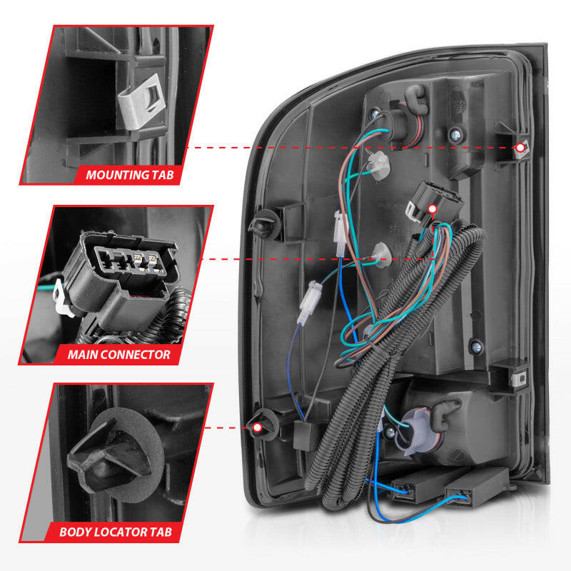 ANZO 2007-2013 Chevrolet Silverado1500/ 2500/ 3500 LED Tail Lights w/ Light Bar Black Housing Smoke Tail Lights ANZO